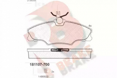 R BRAKE rb1107700 -  Комплект тормозных колодок, дисковый тормоз